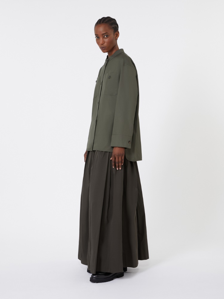 Cotton Mandarin-neck shirt - GREEN - Max Mara
