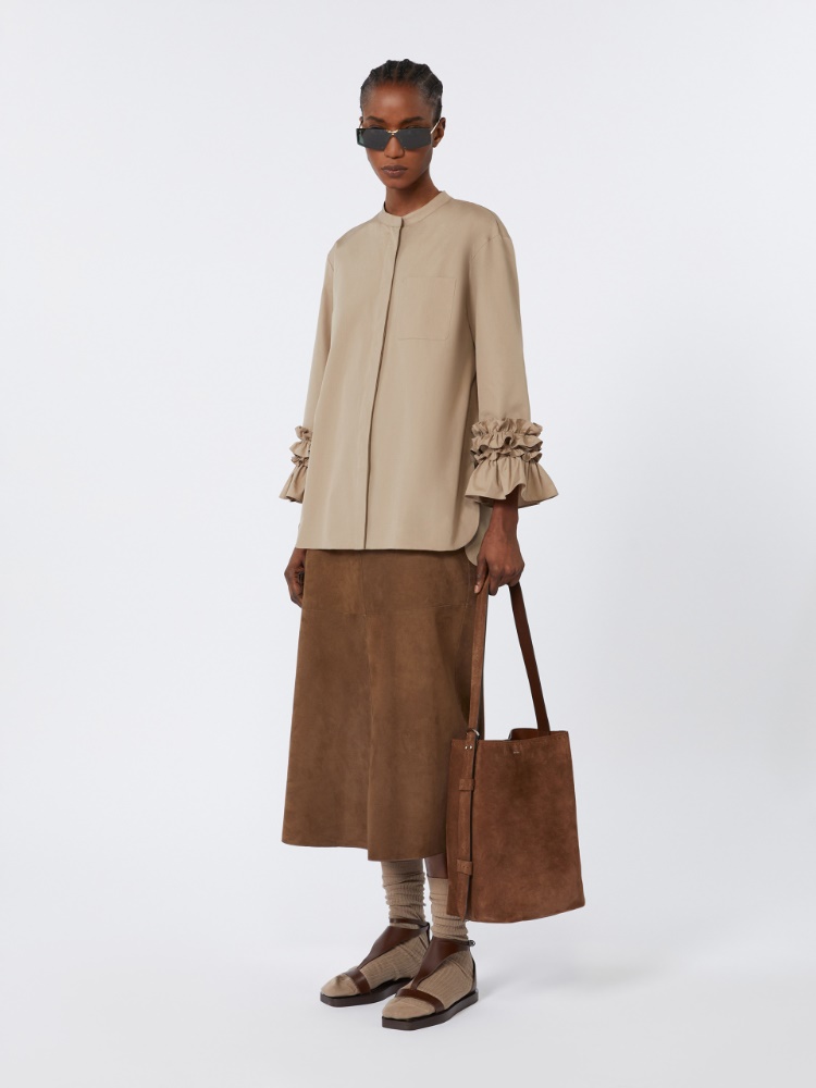 Flared washed poplin shirt - TURTLEDOVE - Max Mara