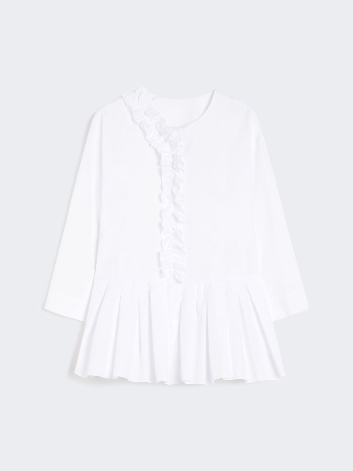 Flounce-detail washed cotton shirt - OPTICAL WHITE - Max Mara - 8