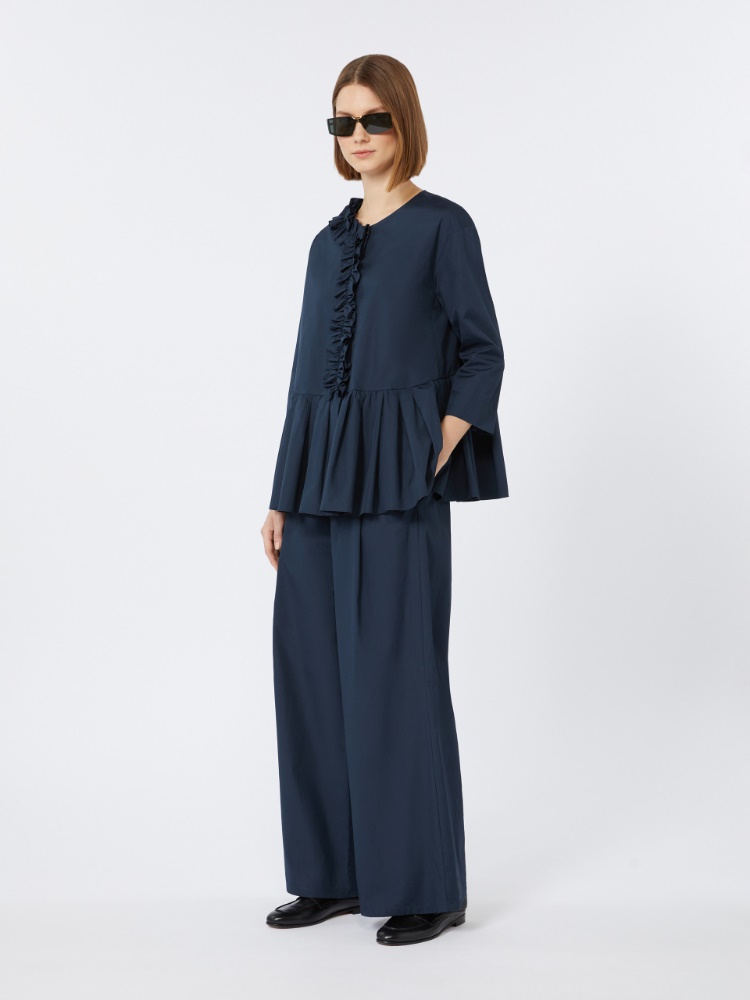 Flounce-detail washed cotton shirt - ULTRAMARINE - Max Mara
