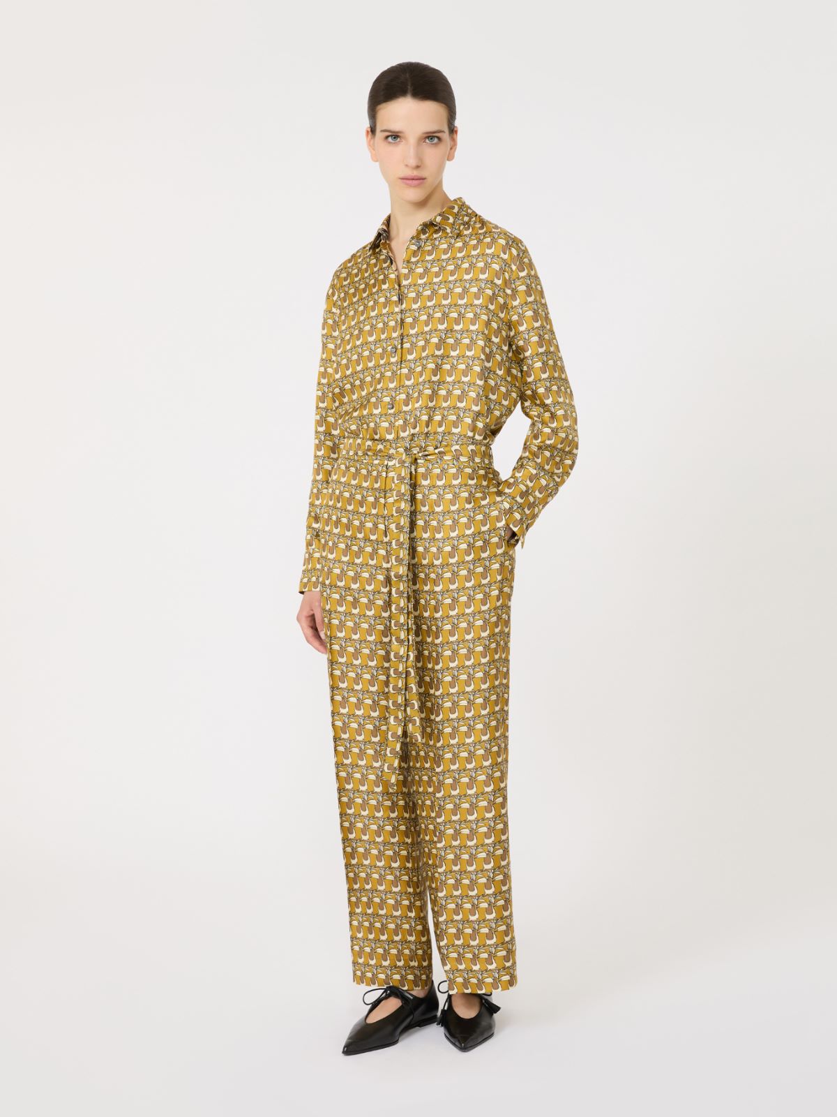 パンツ MAX MARA Stretch Silk Boon Pant Bonn silk-blend wide-leg pants in beige - Max Mara | Mytheresa
