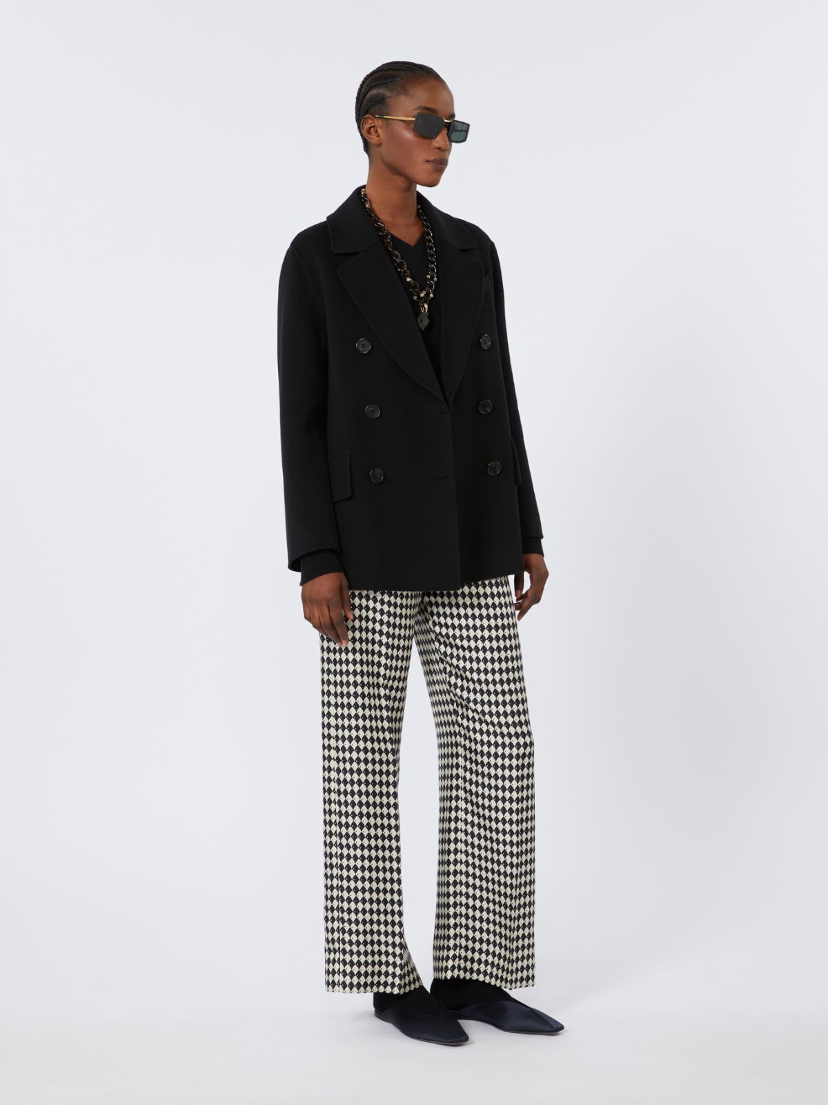 Flared printed silk trousers + BLACK - Max Mara