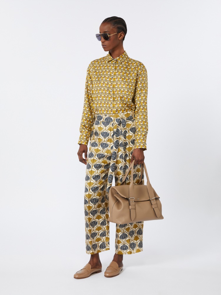 Fluid printed silk trousers - MUSTARD - Max Mara