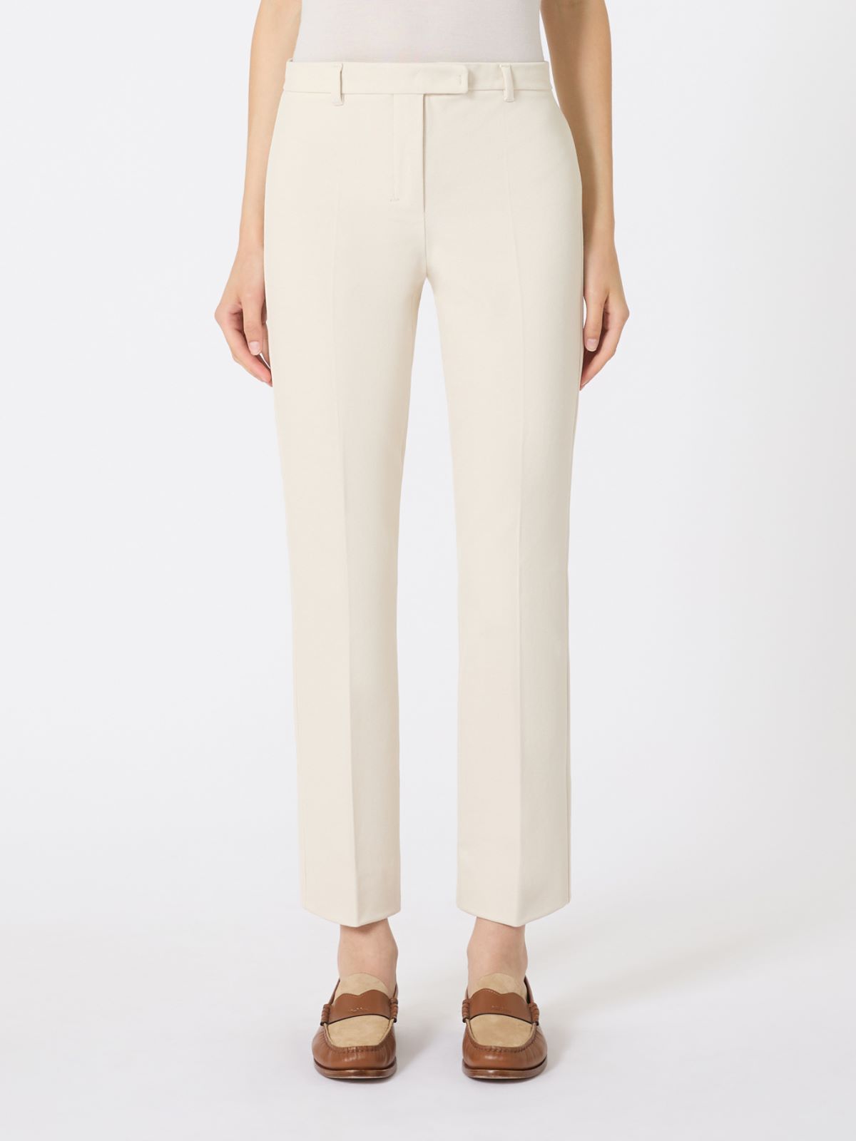 Stretch cotton-blend trousers - IVORY - Max Mara - 2