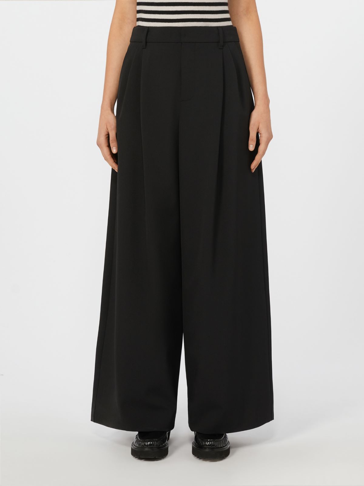 Wide-fit stretch gabardine trousers - BLACK - Max Mara - 2