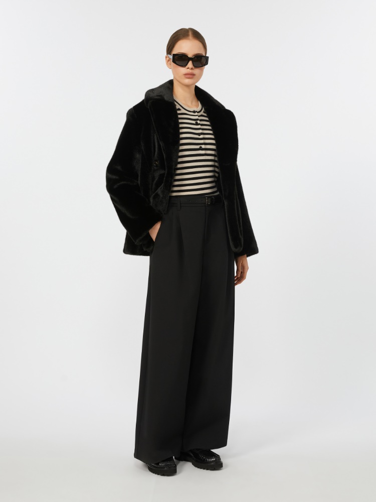 Pantalon large en gabardine stretch - NOIR - Max Mara