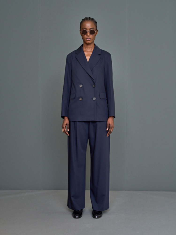 Wool crepe trousers + MIDNIGHTBLUE - Max Mara