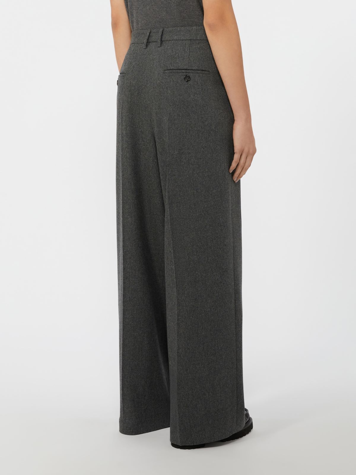 Wide-fit wool flannel trousers - MEDIUM GREY - Max Mara - 3