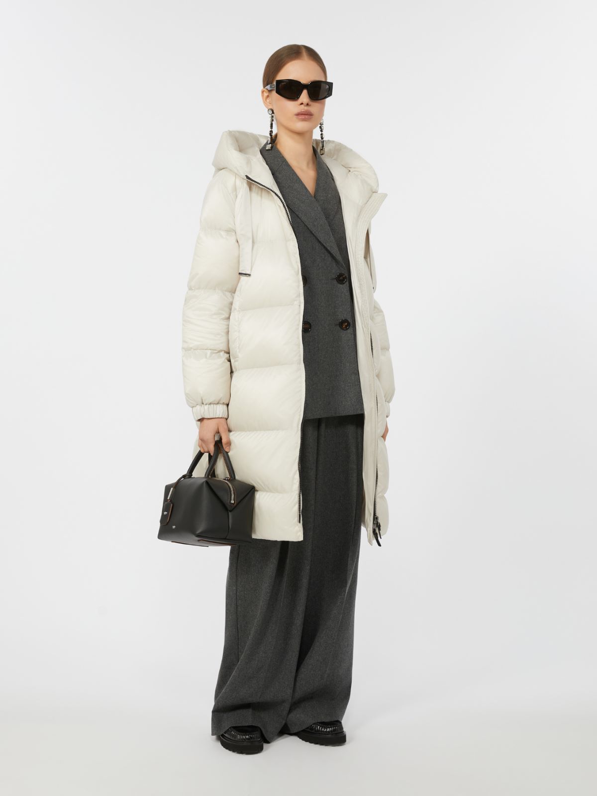 Wide-fit wool flannel trousers - MEDIUM GREY - Max Mara