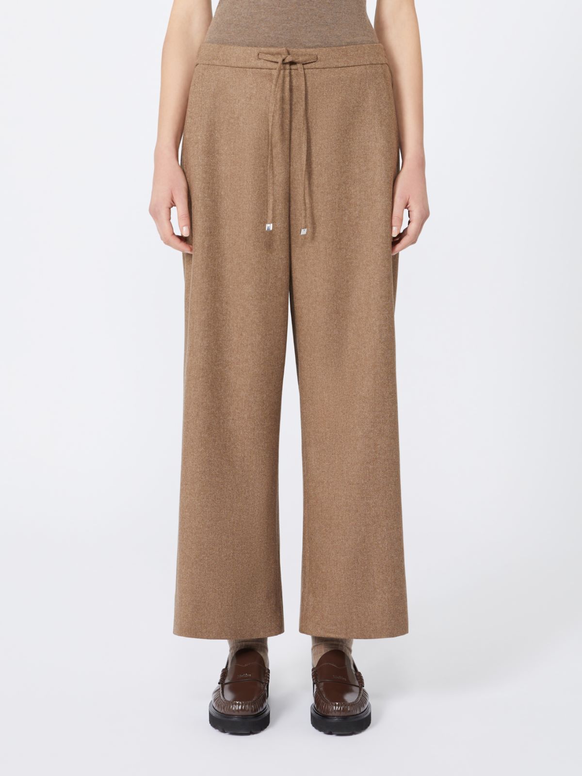 Bawełniane joggery z tkaniny Saxony - BRĄZOWY - Max Mara - 2
