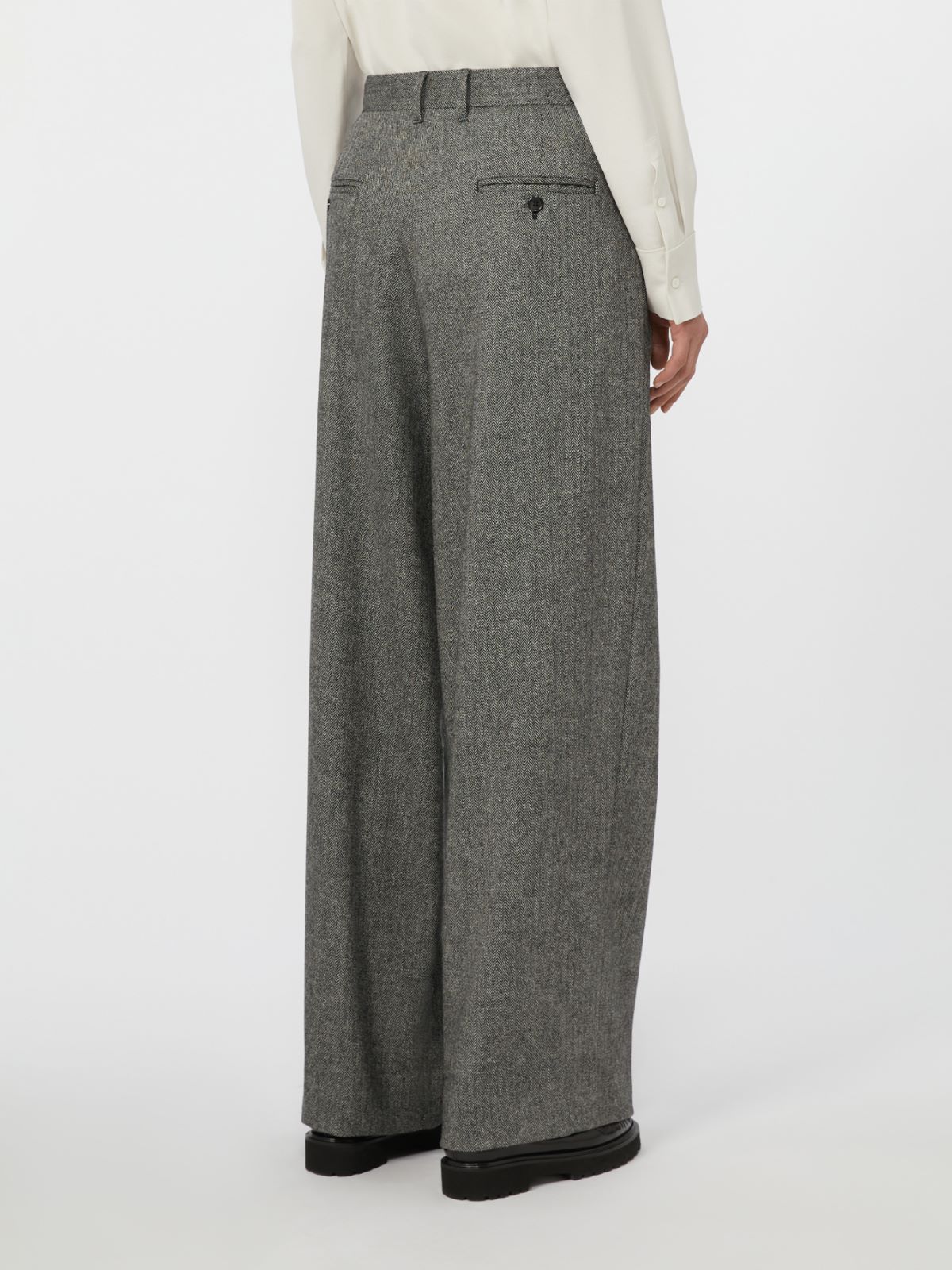 Wool flannel trousers - BLACK - Max Mara - 3