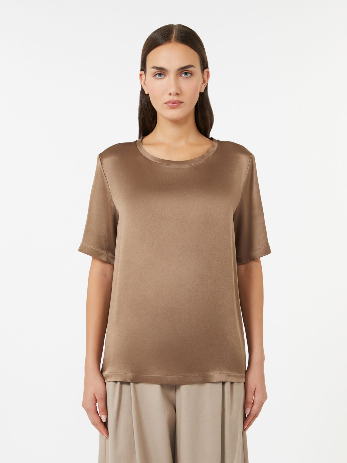 Satin T-shirt - BROWN - Max Mara - 2