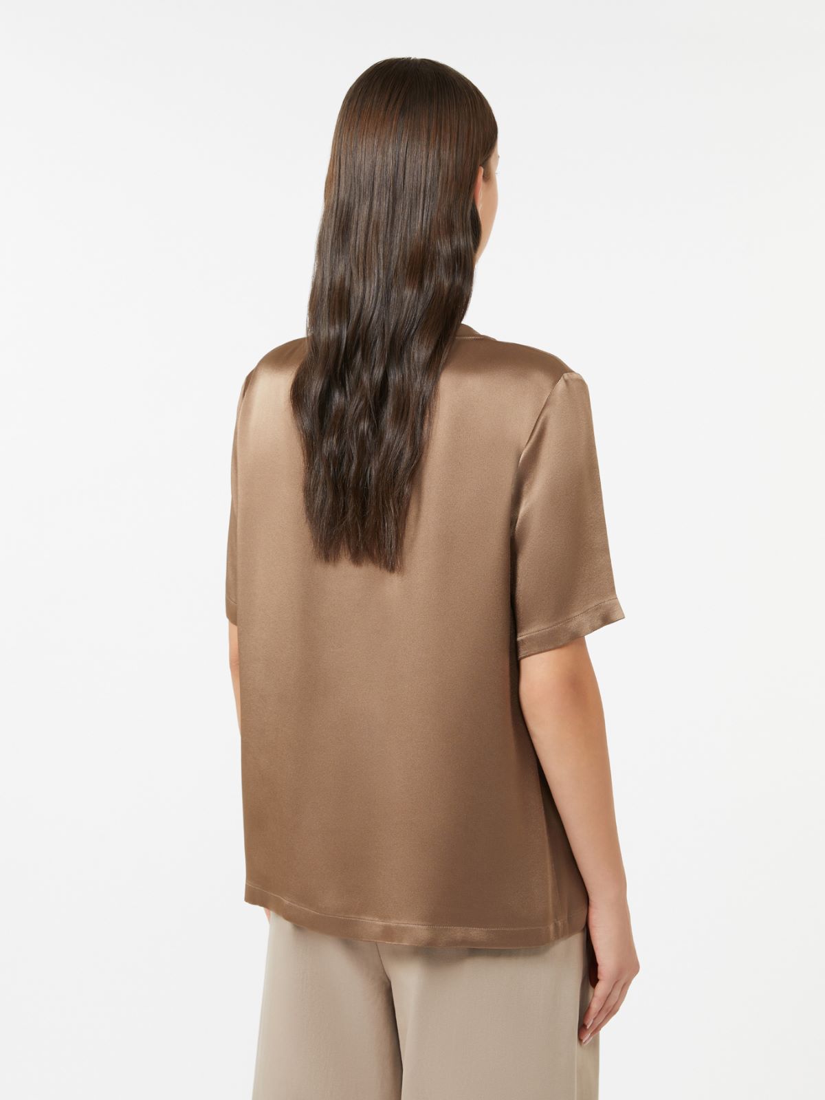Satin T-shirt - BROWN - Max Mara - 3