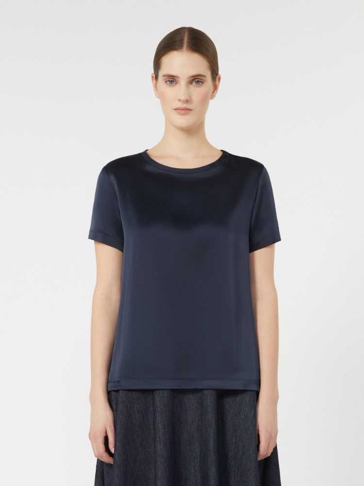 Viscose satin T-shirt, midnightblue | 