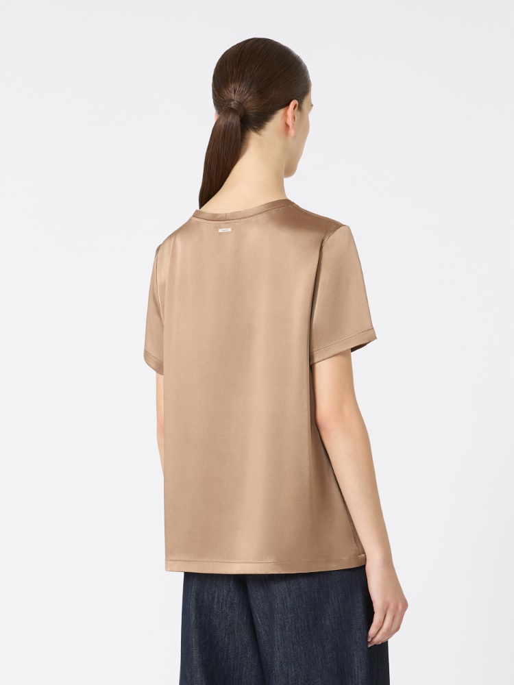■Max Mara■ Rebecca Short Sleeve T-Shirt Camel 916601396000 Viscose satin T-shirt, camel | 