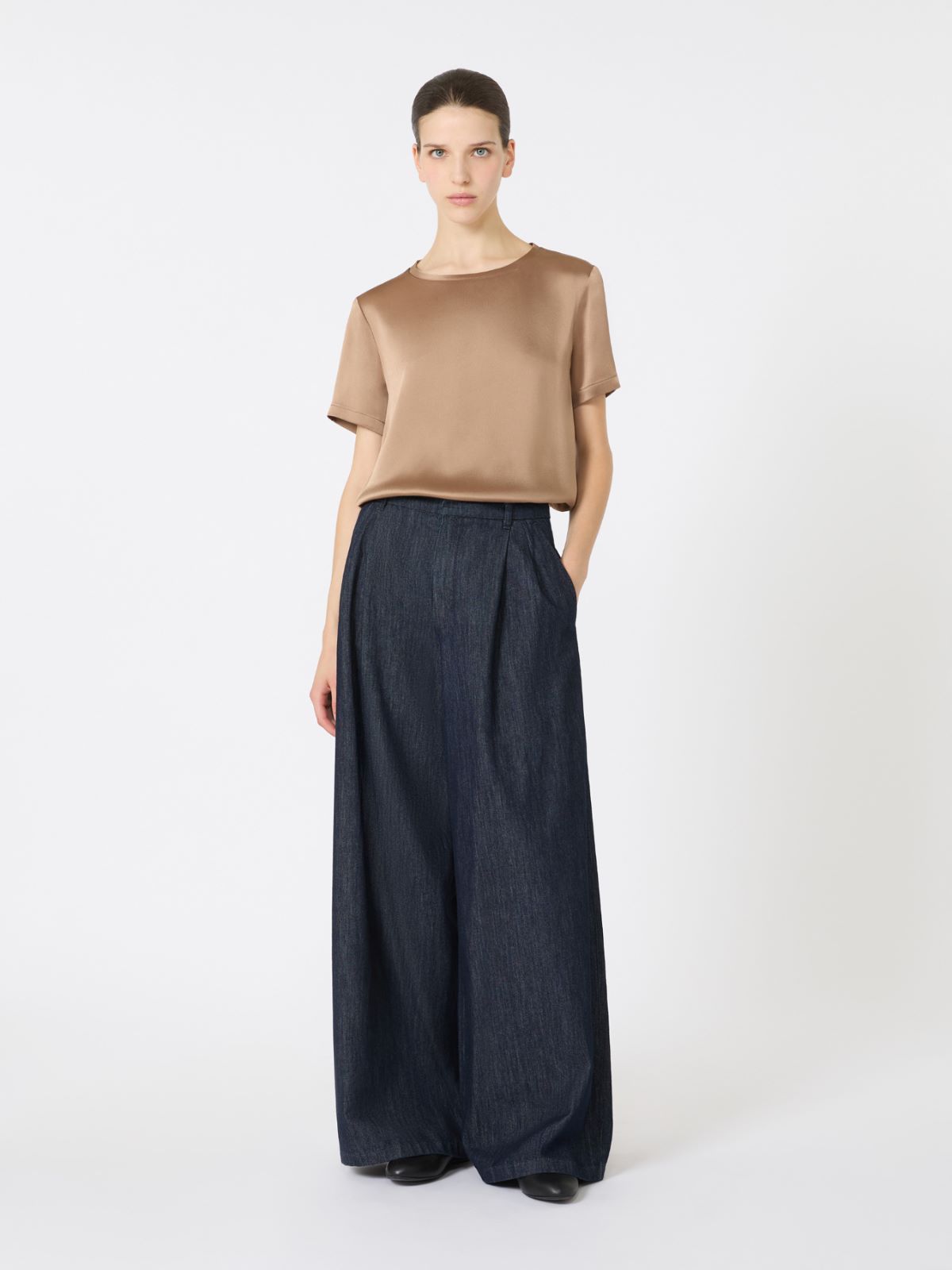 Viscose satin T-shirt - CAMEL - Max Mara