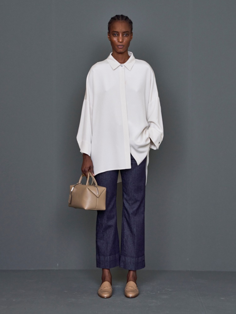Koszula oversize z krepdeszynu + OPTYCZNY BIAŁY - Max Mara