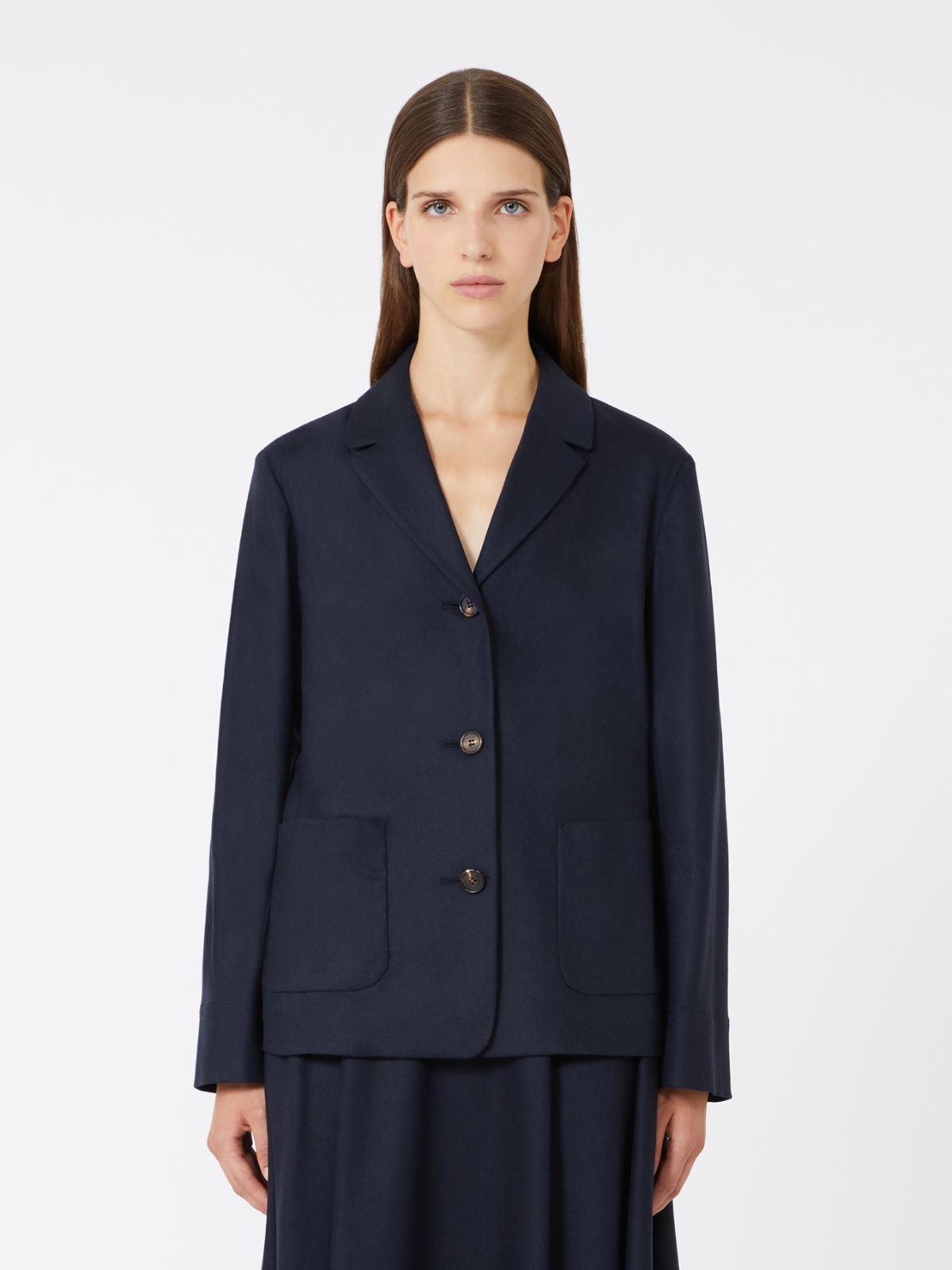 Marynarka z wełnianej flaneli - CIEMNOGRANATOWY - Max Mara - 2