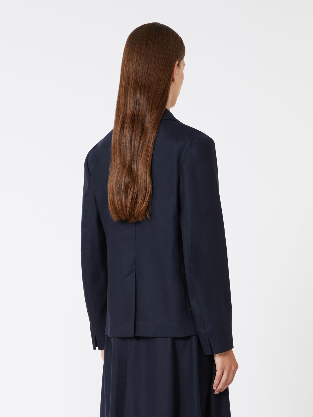 Marynarka z wełnianej flaneli - CIEMNOGRANATOWY - Max Mara - 3