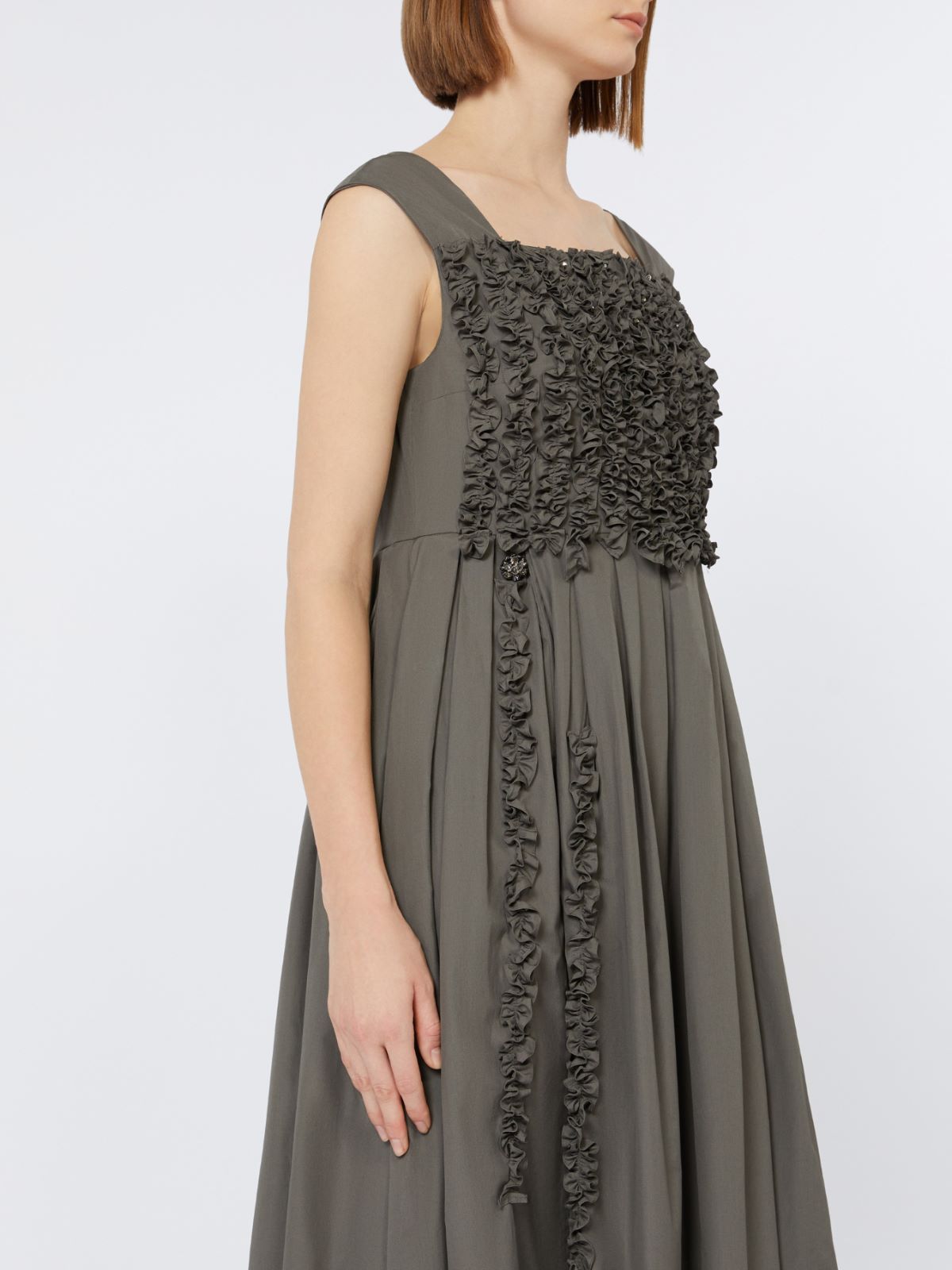 Long pleated poplin dress - MEDIUM GREY - Max Mara - 4