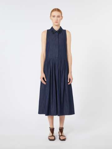 パーティードレス Max Mara ALLER - Denim-effect chemise dress Max Mara Denim-Effect Chemise Dress Night Blue SS25 – LOZURI®