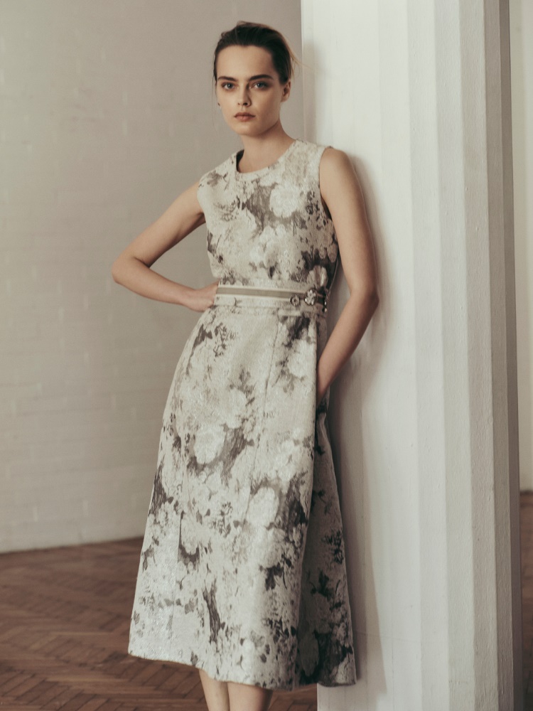 Sleeveless jacquard dress + ECRU - Max Mara
