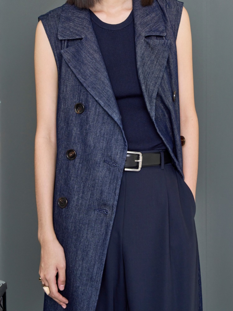 Long denim gilet + ULTRAMARINE - Max Mara