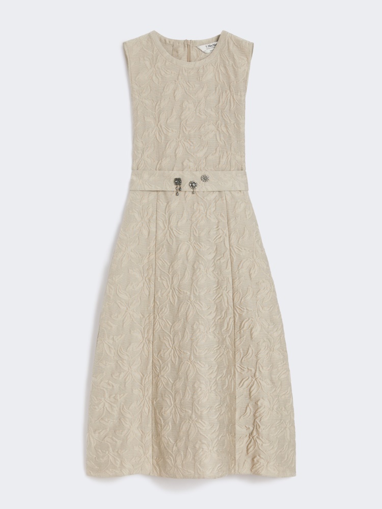 Belted jacquard dress, beige | 