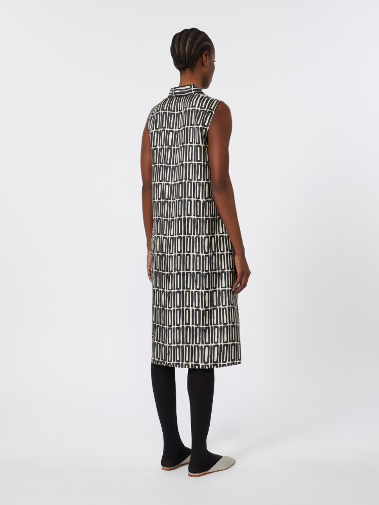 MAXMARA フリツ スリフレス シャンフスツ 2411641012600 001 Short printed silk dress, black |