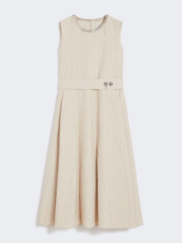 Q3779 maxmara ミュール　36.5 Sleeveless jacquard dress, ecru | 