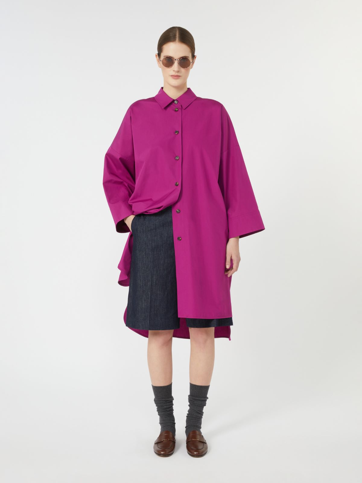 Cotton poplin shirt dress - PLUM - Max Mara