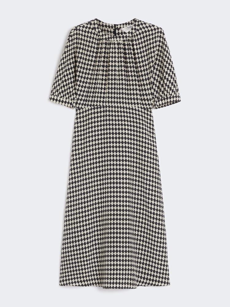 26AW S MAX MARA CHARLOTTE Printed crepe de chineドレス Printed crepe de chine dress, black |