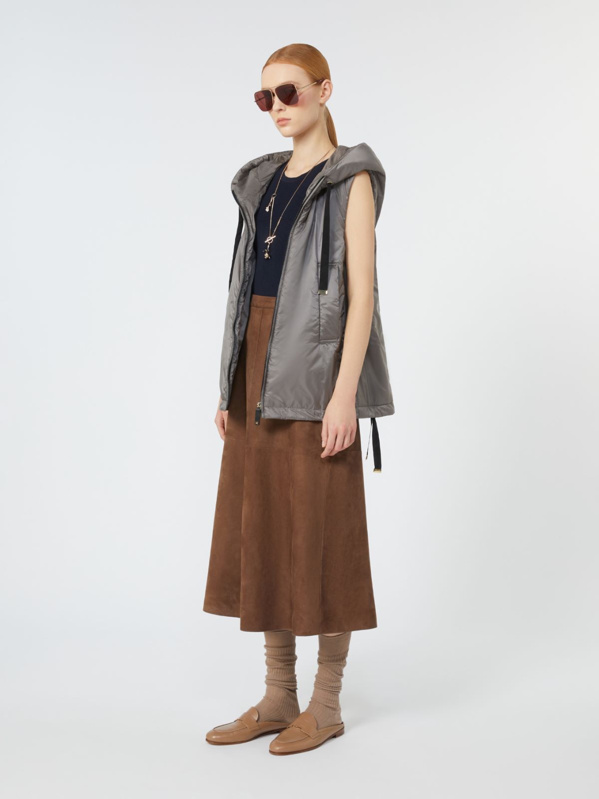 Padded water-repellent hooded gilet - DARK GREY - Max Mara
