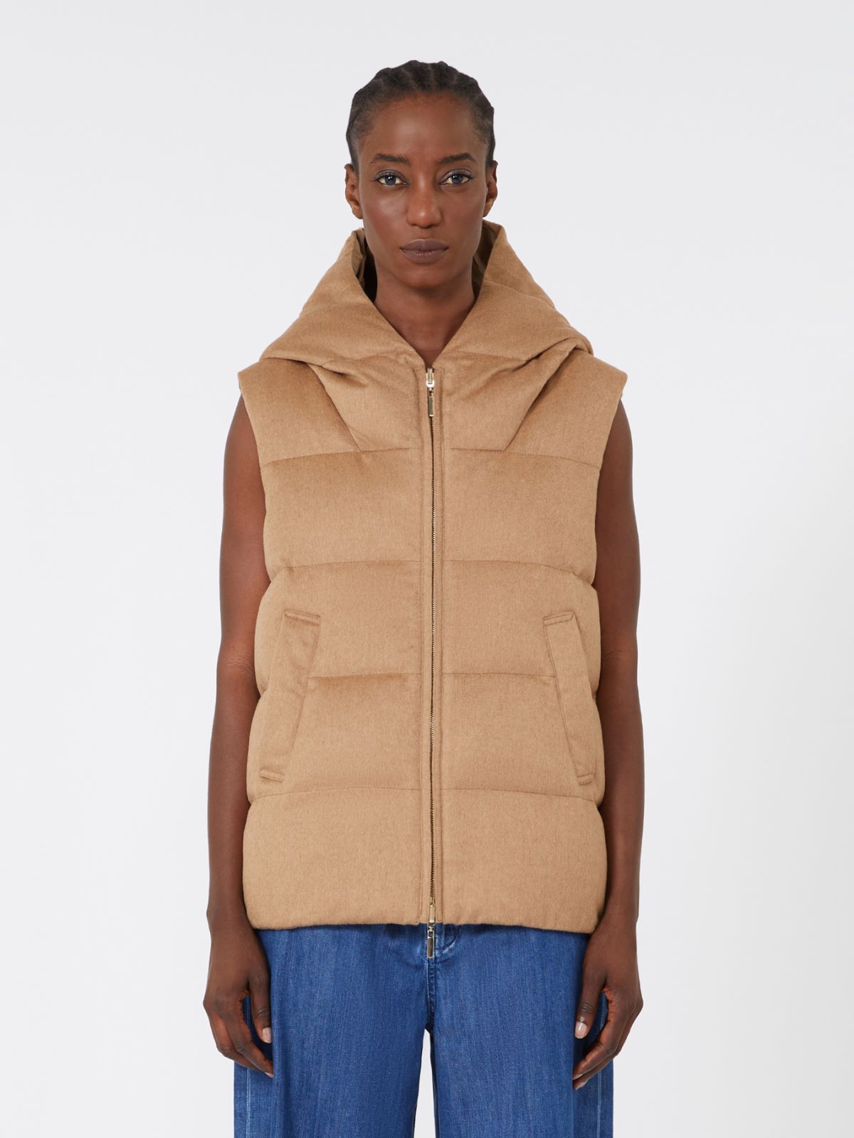 Reversible padded gilet in camel and water-repellent taffeta - CAMEL - Max Mara - 2