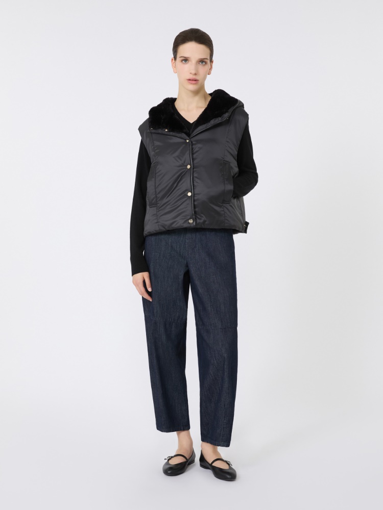 [フェリックス] リバーシブル テクニカル キャンバス ショート ジレ - BLACK - Max Mara
