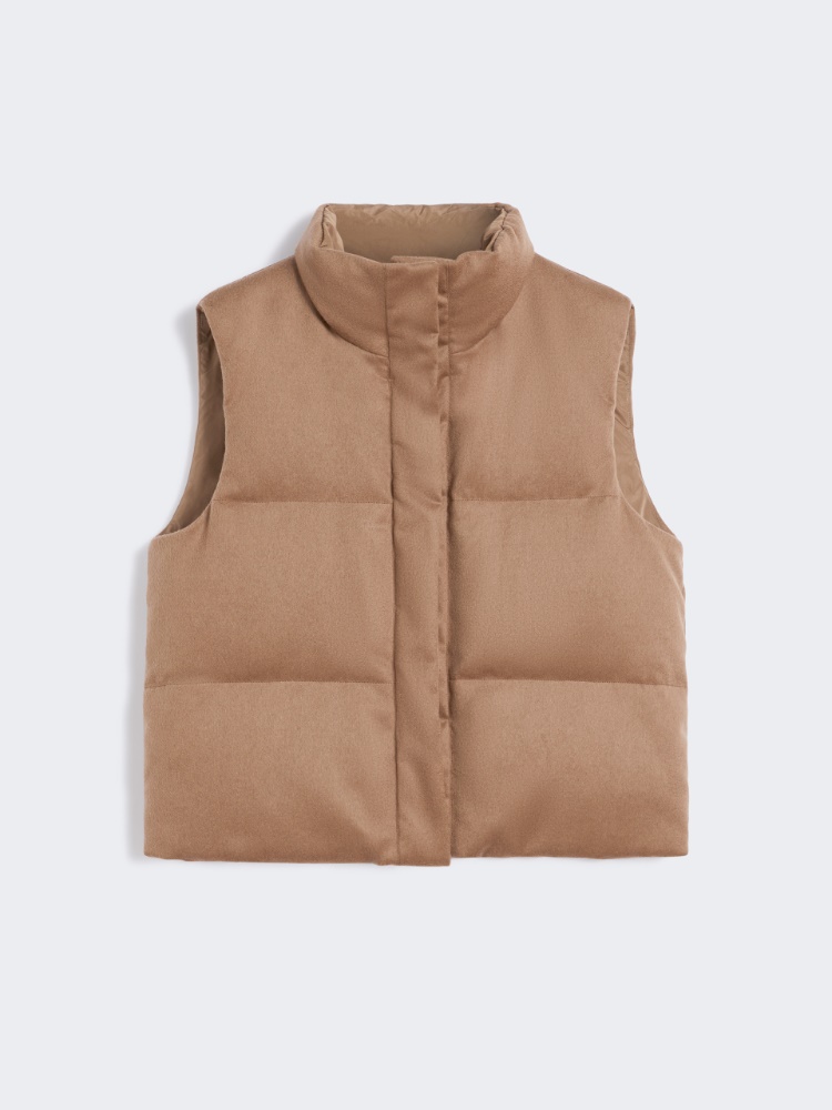 Padded gilet in camel and water-repellent taffeta - BEIGE - Max Mara