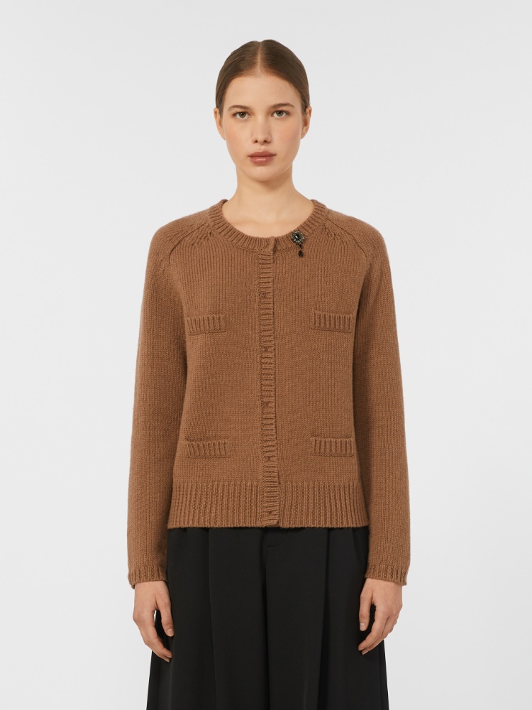 Mouliné wool and cashmere cardigan