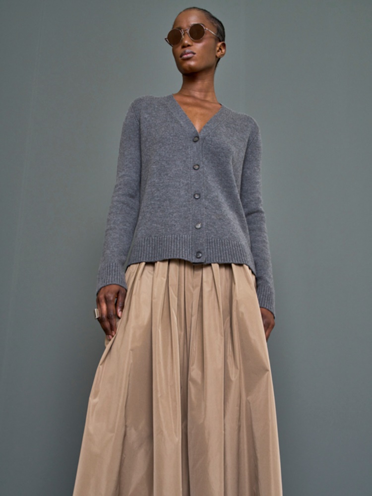 Mannish wool yarn cardigan + MEDIUM GREY - Max Mara