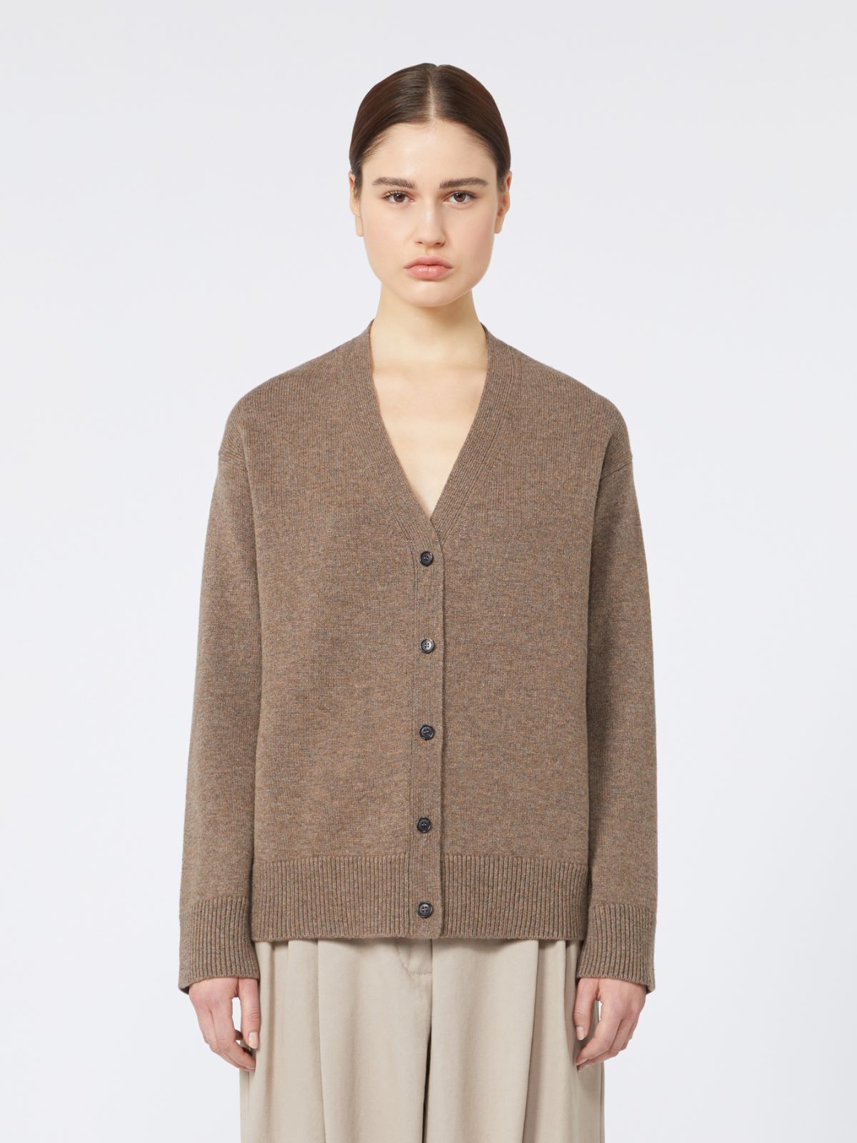 Classic wool and cashmere cardigan - HAZELNUT BROWN - Max Mara - 2