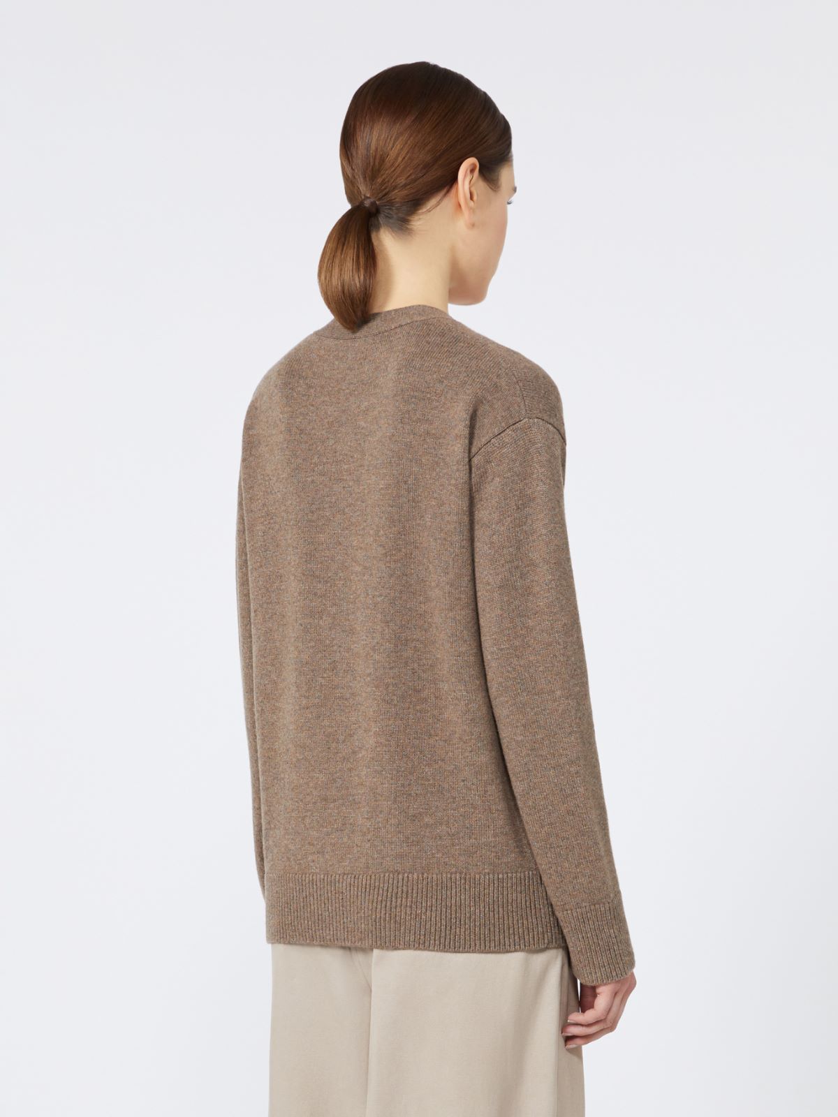 Classic wool and cashmere cardigan - HAZELNUT BROWN - Max Mara - 3