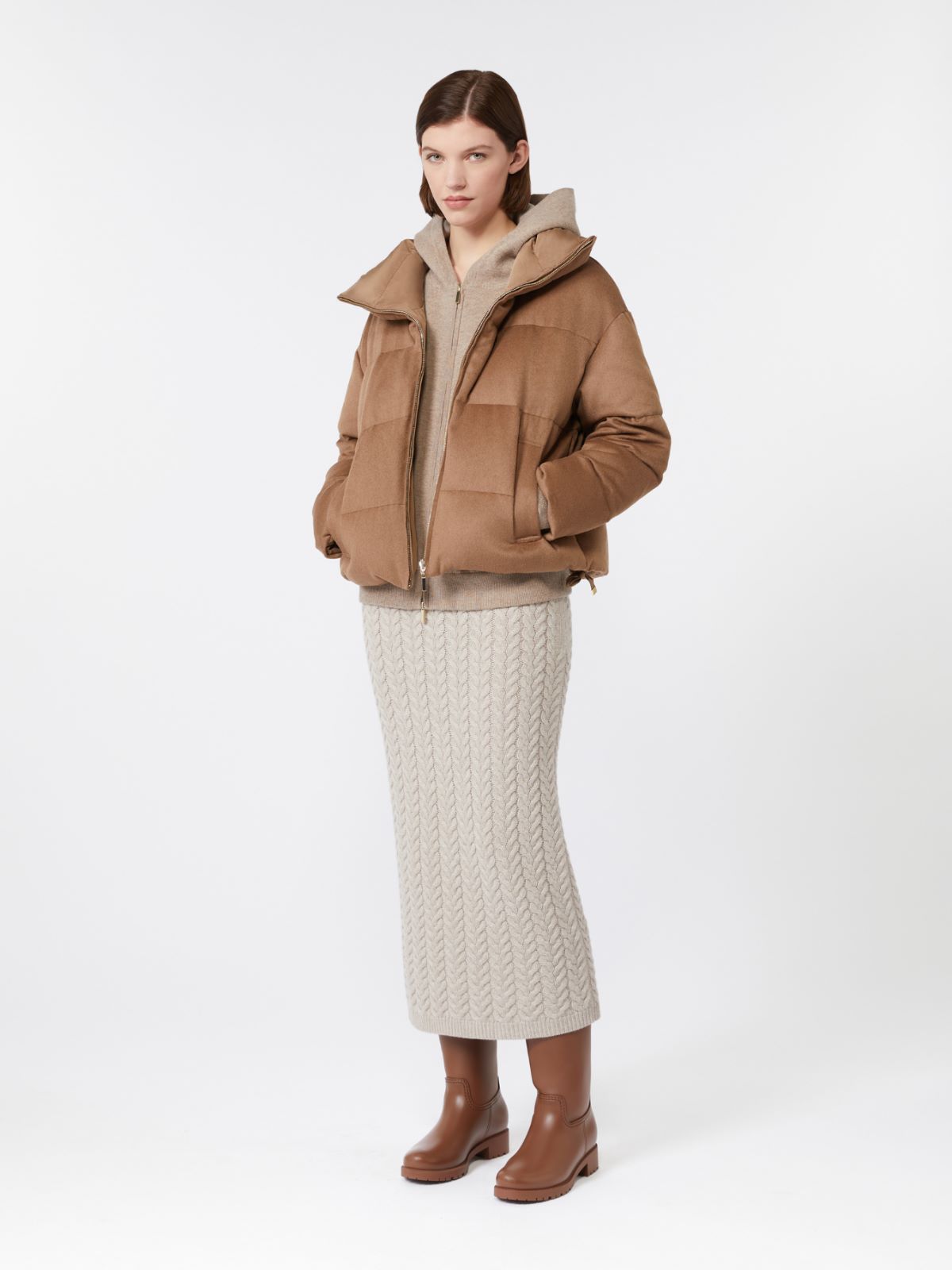 Wool and cashmere hooded cardigan - BISCUIT - Max Mara