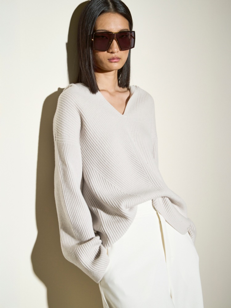 Rib-knit wool sweatshirt + WHITE - Max Mara