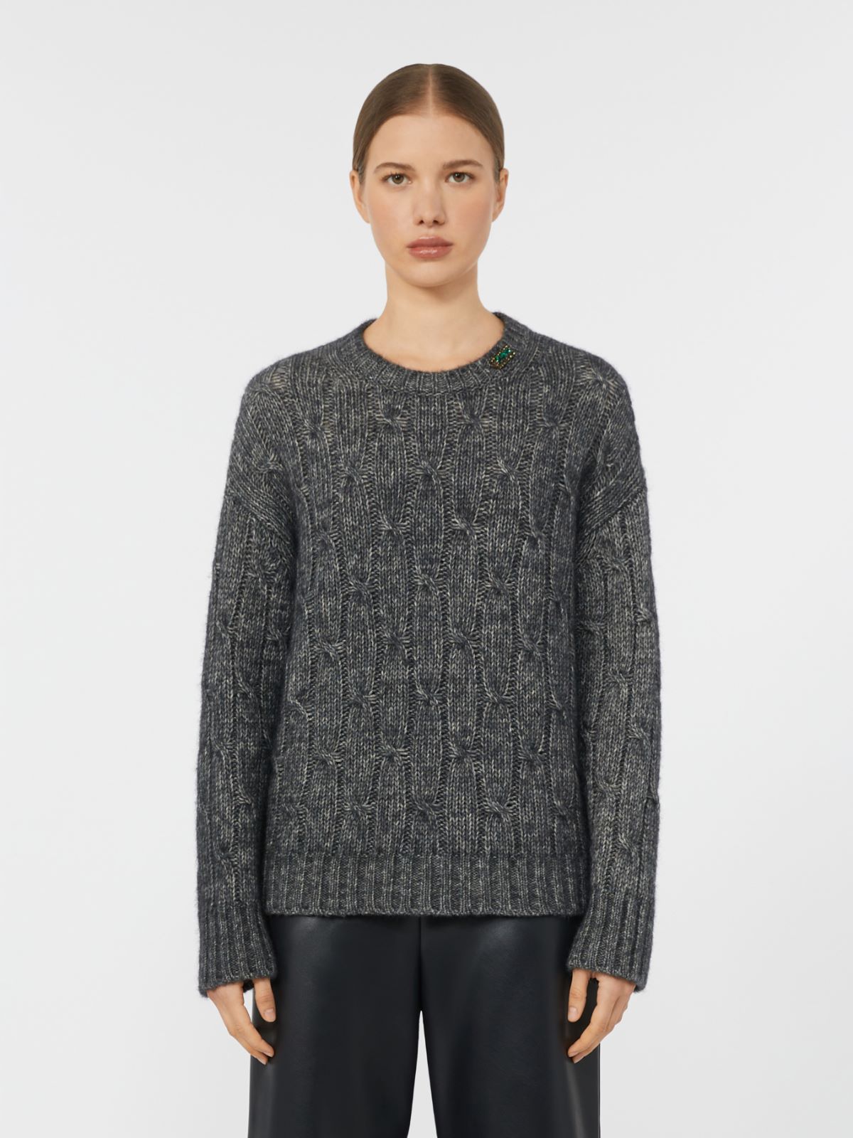 Boxy jumper in alpaca and cotton - DARK GREY - Max Mara - 2