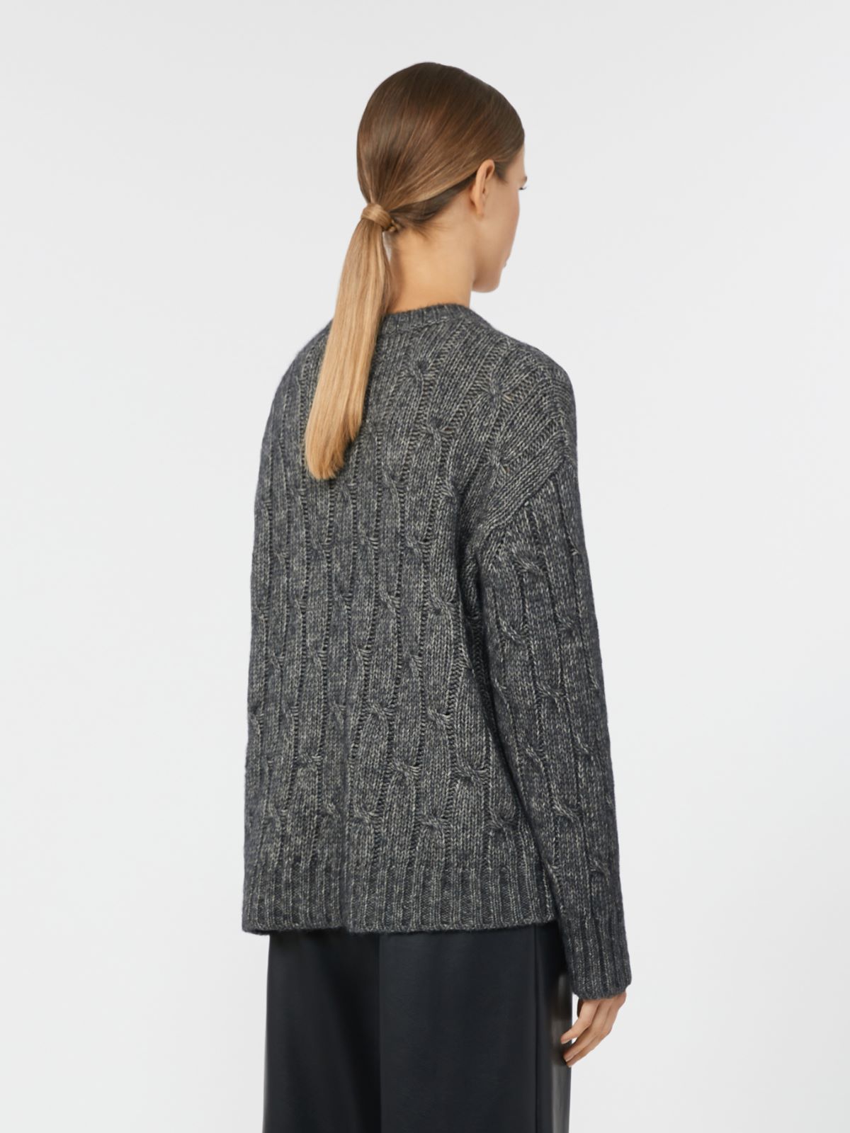 Boxy jumper in alpaca and cotton - DARK GREY - Max Mara - 3