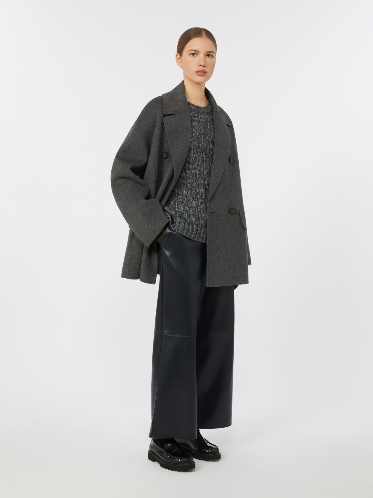 Boxy jumper in alpaca and cotton - DARK GREY - Max Mara