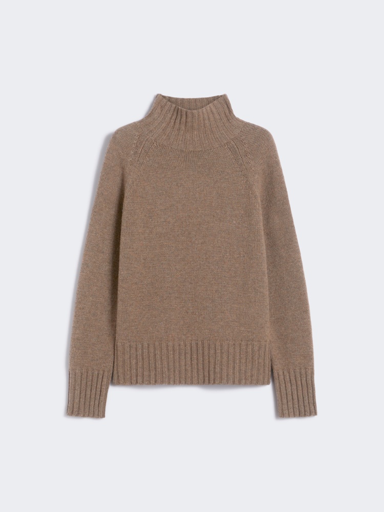 Wool and cashmere yarn polo-neck sweater - HAZELNUT BROWN - Max Mara