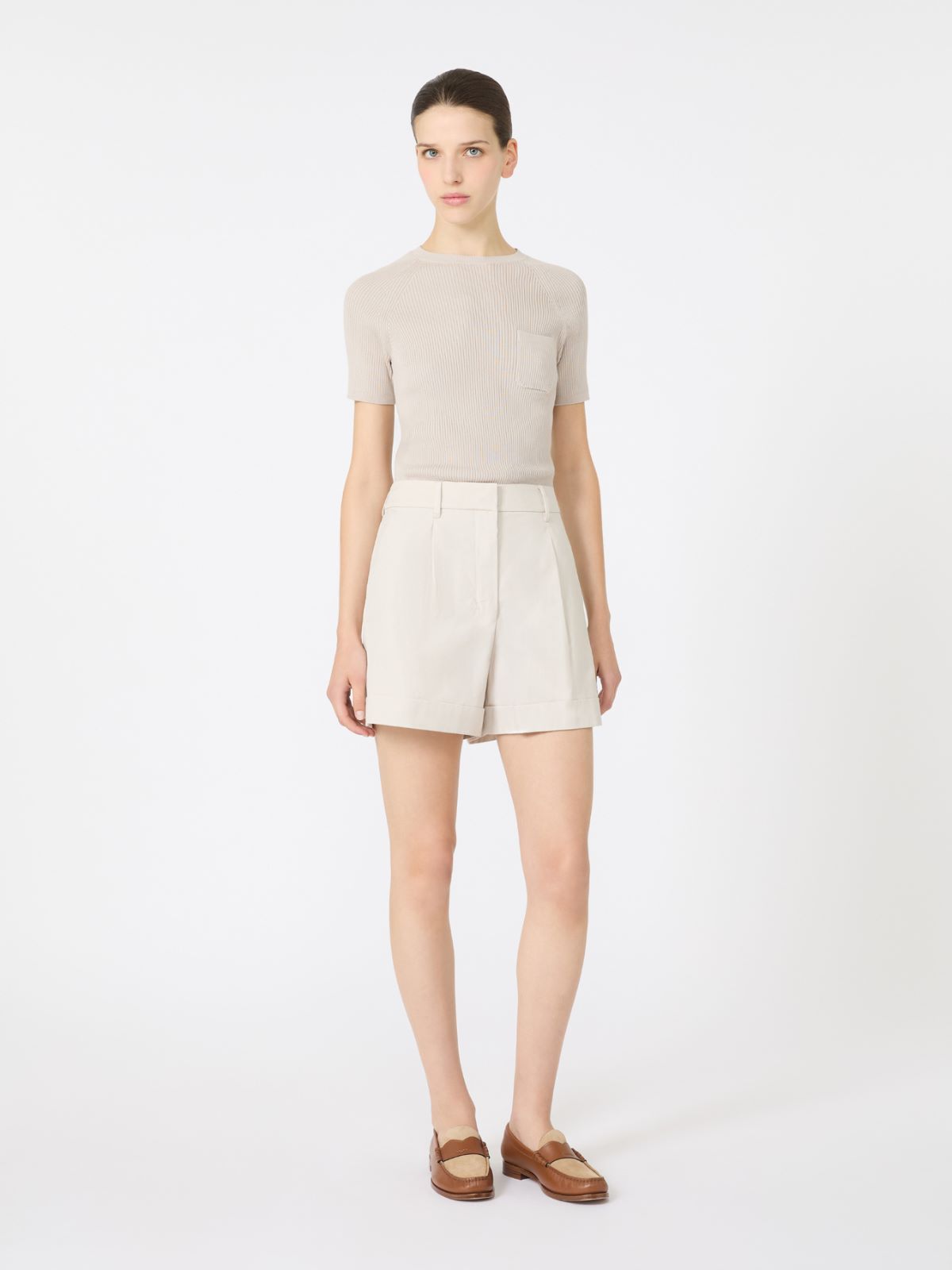 Rib-knit cotton sweater + ECRU - Max Mara