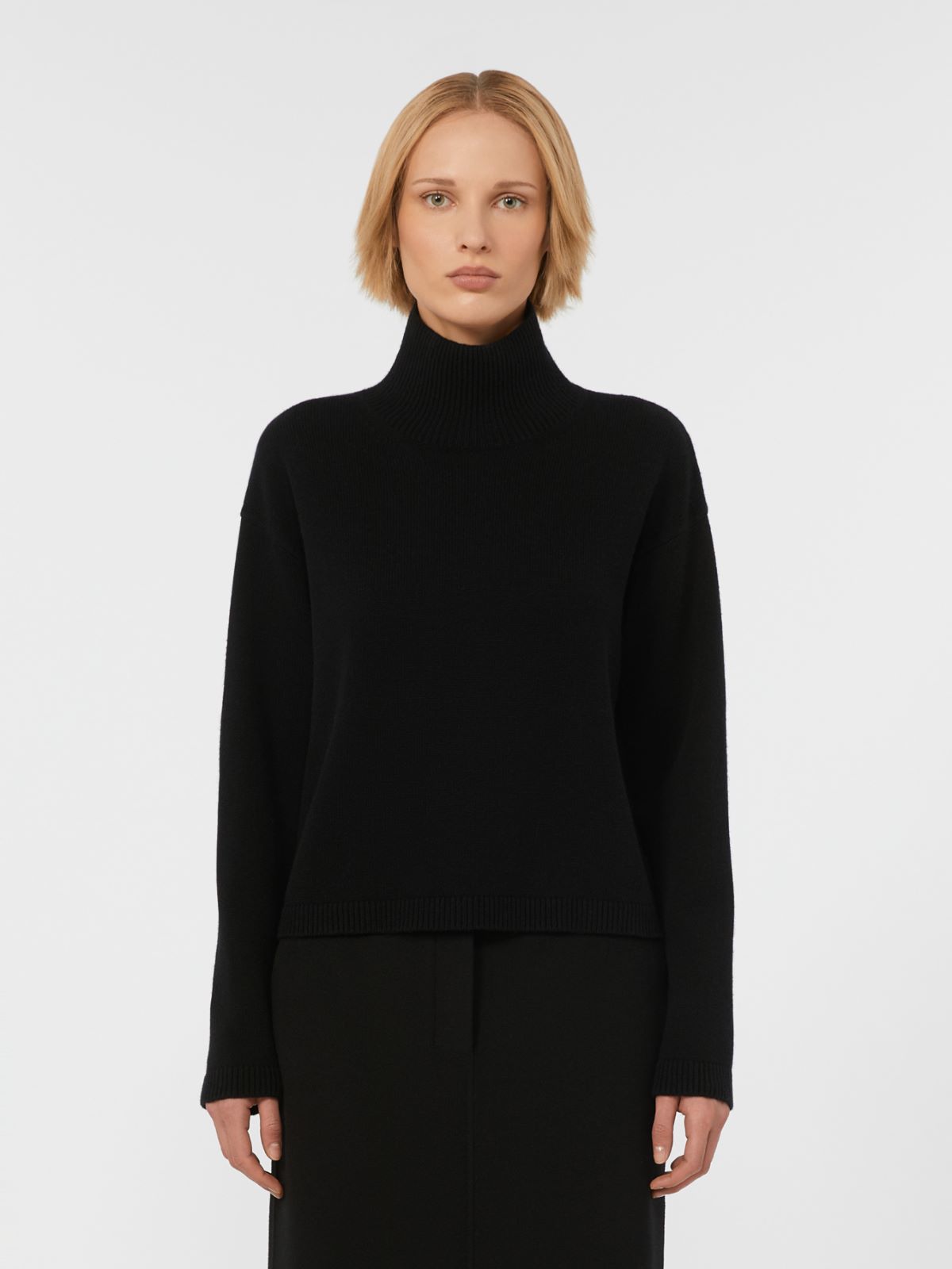 Wool and cashmere cropped polo-neck sweater - BLACK - Max Mara - 2