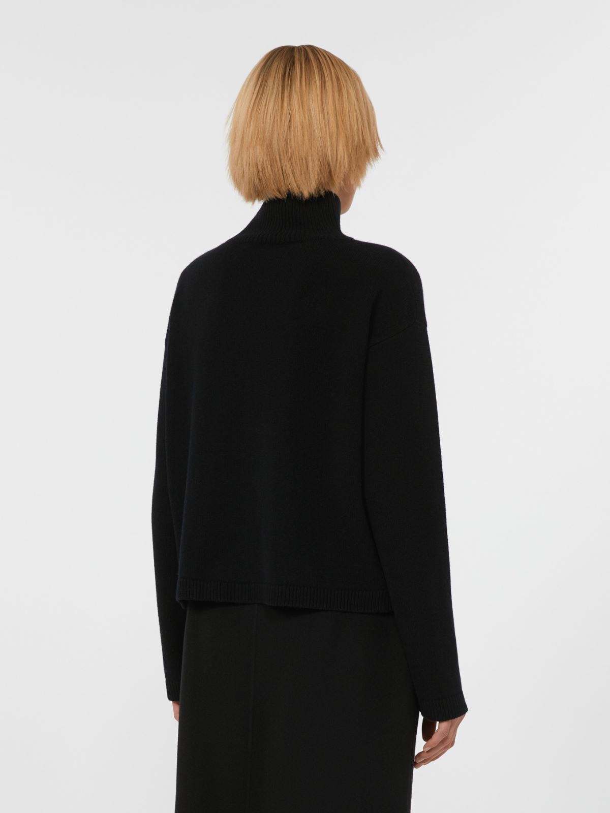 Wool and cashmere cropped polo-neck sweater - BLACK - Max Mara - 3