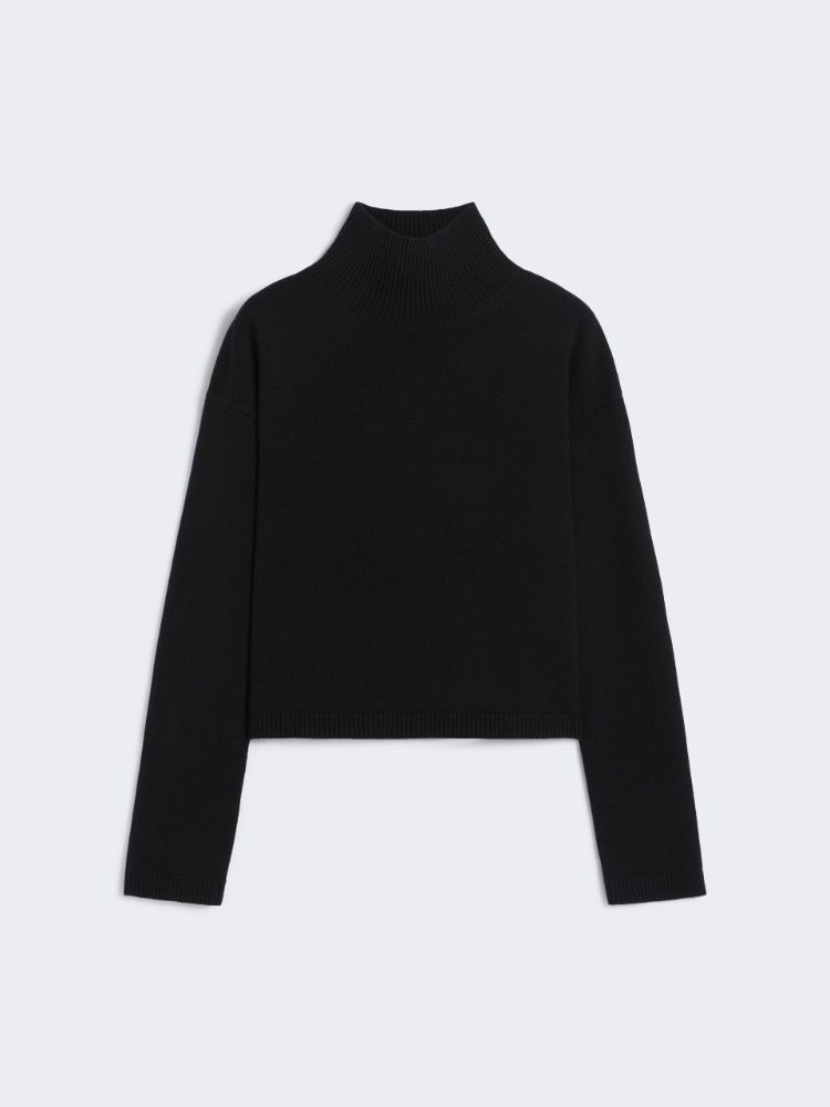 Jersey cropped de cuello alto de lana y cachemira - NEGRO - Max Mara
